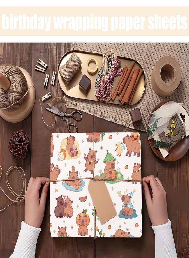 سكويشي 4 قطع من ورق تغليف الهدايا، ورق تغليف لتغليف الهدايا، لفة ورق تغليف بأوراق كبيرة متعددة الألوان لهدايا أعياد الميلاد والكريسماس والعطلات - Image 4